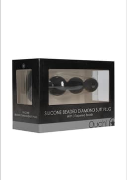 Silicone Beaded Diamond Butt Plug - Black — thumbnail 2