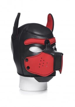 Neoprene Puppy Hood - Black and Red — thumbnail 9