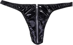 Heren Slip met Rits - Latex Look - String Zwart - Sexy Design - Mannen String - Ondergoed Maat M — thumbnail 4