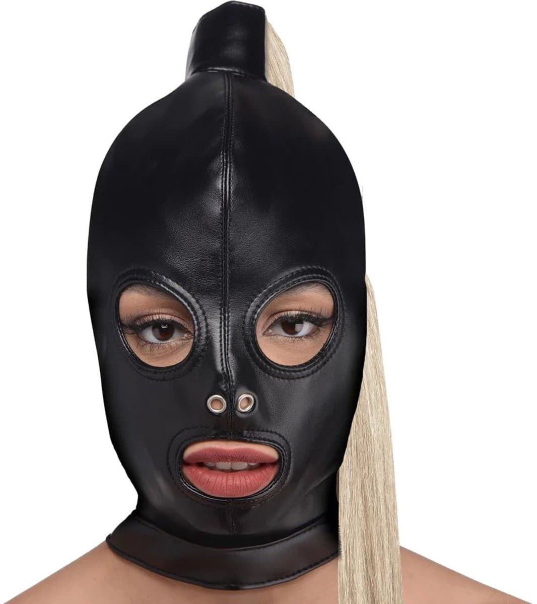 Ponytail Bondage Hood - Zwart — afbeelding 1