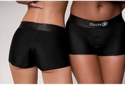 Shots - Ouch! OU825BLKML1 - Vibrating Strap-on Boxer - Black - M/L — thumbnail 4