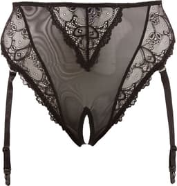 Cottelli Plus Size –  Jarretel Slip met Kanten Inleg en Erotisch Ondertoon – Maat 3XL - Zwart — thumbnail 2