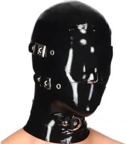 Red Parrot full latex bondage masker - 100% Latex - Gespen en riemen - Oogmasker - BDSM seks masker - Gezicht - Latex fetisj - Zeer hoge kwaliteit - Unisex — thumbnail 1