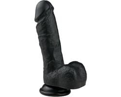 EasyToys - Realistische Dildo met Balzak - Inclusief Zuignap - Dildo's - Dildo met Zuignap - 17,5 cm - Zwart