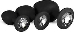 EasyToys - Siliconen Buttplug Set met Diamantjes - Siliconen - Buttplugs - Buttplug Set - Anal Plug - Sex Toys voor Vrouwen en Mannen - Seksspeeltjes - Butt Plug - Zwart — thumbnail 6