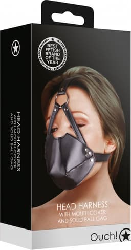 Hoofdharnas met Mondbedekking en Ademend Ball Gag - Zwart — thumbnail 5