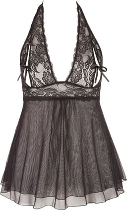 Cottelli Plus Size –  Nacht Jurk Babydoll Variant Leukste Cadeau in het Donker voor Partner – Maat 3XL – Zwart — thumbnail 2