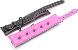 Banoch | Bondageset Hot Pink - halsband,riem, handboeien en enkelbanden pu Leer- zwart - roze — thumbnail 8