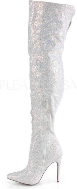COURTLY-3015 - (EU 38 = US 8) - 5 Glitter Thigh High Boot, 1/3 Side Zip — thumbnail 3