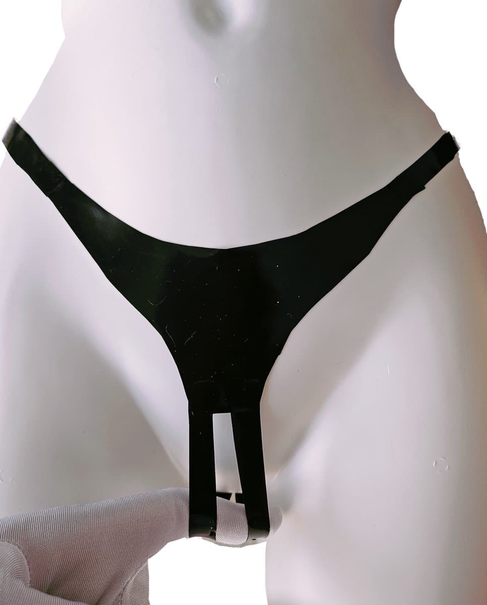 LATEX String S/M kruisloos Lingerie erotische slip glad rubber — afbeelding 1