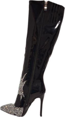 RUON-EROTISCH HOGE LAKLAARS MET MARCESITE-NAALDHAK-BLACK-37 — thumbnail 1