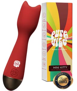 PureVibe® Mini Kitty Clitoris Stimulator en Vibrator - Stil & Discreet - Vibrators voor Vrouwen - Seksspeeltjes - Sex Toys voor vrouwen en koppels - Bordeaux Rood — thumbnail 1
