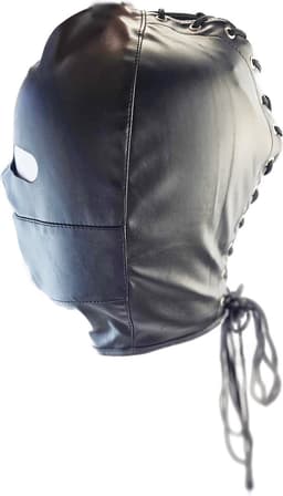 BNDGx® - BDSM Gag penis seks Masker - Nep leer stof - Vetersluiting Zwart bondage — thumbnail 7