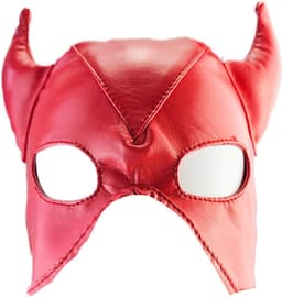BNDGx® - BDSM Duivel seks Masker - Nep leer stof - Vetersluiting Rood met hoorns — thumbnail 6
