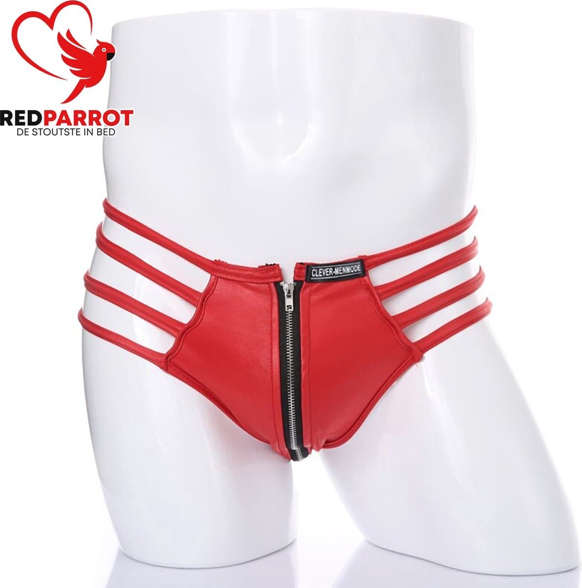 Verleidelijke slip met rits - Herenondergoed - Erotisch - Kunstleer - Rood - BDSM — afbeelding 1