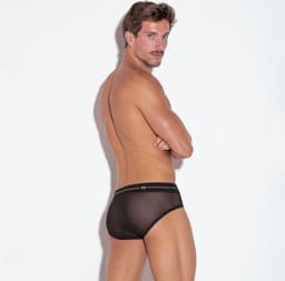 CODE 22 Sheer Mesh Brief Black - MAAT XL - Erotisch Heren Ondergoed - Slip voor Man - Sexy mannen Slip — thumbnail 4