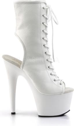 Adore-1016 plateau peeptoe enkellaars met open hiel en stiletto hak mat wit - (EU 36 = US 6) - Pleaser — thumbnail 2