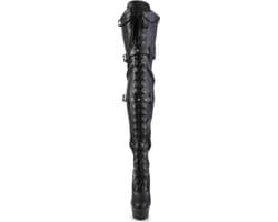 Pleaser - DELIGHT3028 Plateau Overknee Laarzen - Paaldans schoenen - 35 Shoes - Zwart — thumbnail 2