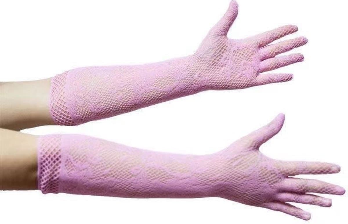 Handschoenen - Roze - Visnet/Kant - Elastisch - One Size — afbeelding 1