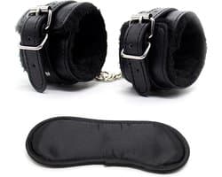 Handboeien - Pluche handboeien - Handboeienset - Zwart - Met oogmasker - Erotiek - Sexspeeltjes - BDSM