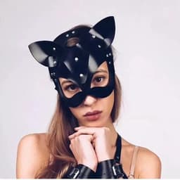 CHPN - Pu lederen Masker - Sexy masker - Rollenspel masker - Zwart - PU Leer - Kat - Sexy - Erotisch masker - Harnas - Meesteres — thumbnail 2