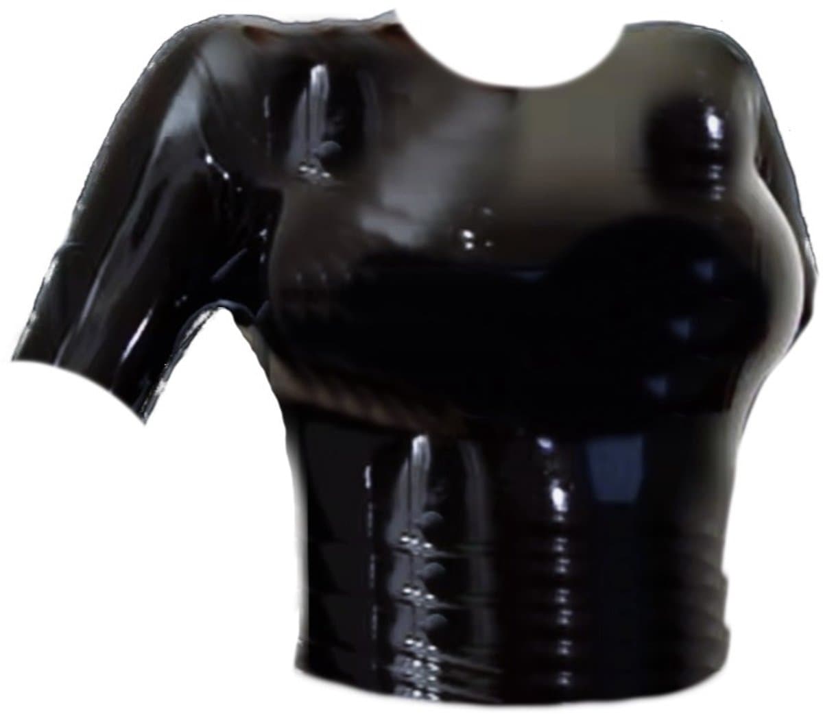 BNDGx® - 100 % Latex - Top Dames - Maat 3XL - Rubber BDSM SM Rollenspel kleding Fetish wear korte mouwen zwart — afbeelding 1