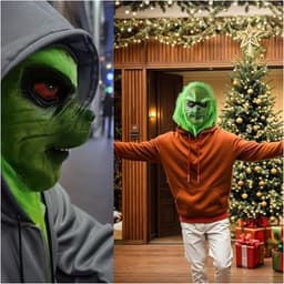 Kerstmasker voor Volwassenen Mannen Vrouwen - Kerstmis Groen Monster Latex Masker - Kerstman Masker - Volwassen Kerstkostuum Masker Carnaval Halloween Cosplay Masker — thumbnail 5