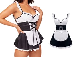 Dames verkleedkleding - sexy schoonmaakster - 3-delig - maid - cleaning - rollenspel - uniform - verkleden - cosplay - carnaval - outfit - kostuum - party - dress up - carnavalskleding - verkleedkleren - volwassenen - verkleedkledij - verkleedfeest — thumbnail 1