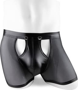 PleazureX Leren boxer met losmakende kruis - opwindend - nachtclub - sexy - doorschijnend - heren lingerie - Maat XL — thumbnail 3