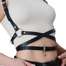 Sexy BDSM Harnas Tuigje met Riempjes - Kunstleder Bondage Lingerie - Verstelbaar Zwart - Erotisch Riem voor Mannen en Vrouwen - Sex Toys — thumbnail 1