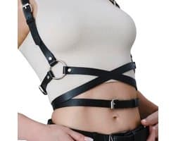 Sexy BDSM Harnas Tuigje met Riempjes - Kunstleder Bondage Lingerie - Verstelbaar Zwart - Erotisch Riem voor Mannen en Vrouwen - Sex Toys