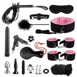 Oneay BDSM bondage 19-delige set, hoogwaardige seksspeelgoedset voor stellen, SM-set voor volwassenen, anale inserter voor man en vrouw, penisring, handboeien bondage SM-set, seksspeelgoed — thumbnail 1