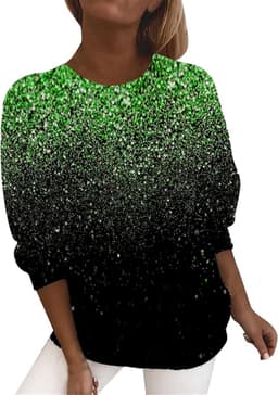 Dames Tunic Shirt - Glitter Blouse - Feestelijke Gelegenheid - Licht Vintage Stijl - Lange Mouw - Zilver — thumbnail 3