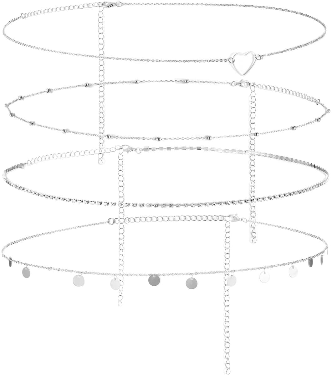 NTHProducts - Adjustable Belly Chain - 4 Stuks - Elegante Body Chain - Zilver - Trendy Tailleketting - Voor Feestjes en Avonden - Modieuze Accessoire — afbeelding 1