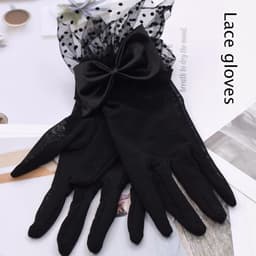 Dailygoods- Dameshandschoenen Kanten - Korte Satijnen Handschoenen - Bruidshandschoenen - Retro Stijl - Elegante Look - Versierd met Strikken — thumbnail 5
