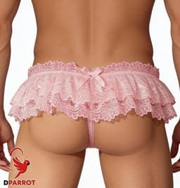Erotische vrouwen slip voor heren - Roze string - Rokje — thumbnail 4