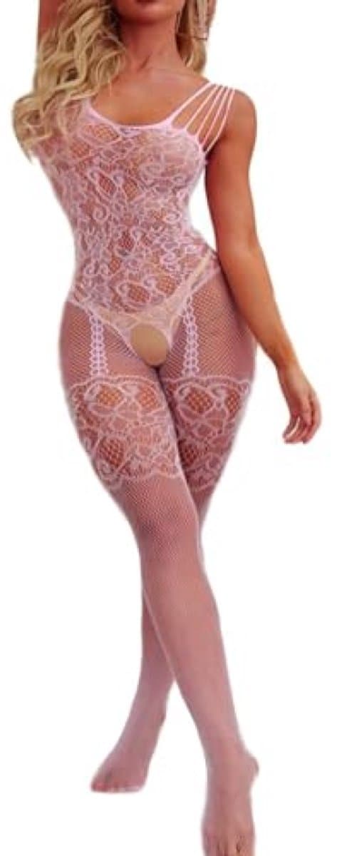 Dames lingerie body - Roze visnet catsuit - Elastisch en vloeiend - merkloos — afbeelding 1