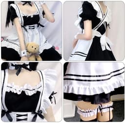 Allecto - French Maid Dress - Anime Maid Cosplay - Perfect voor Feestjes - Zwart - Halloween Kostuum - Geschikt voor Volwassenen - Klassiek Model — thumbnail 3