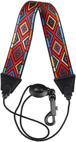Kleurige nekband voor alt- en tenor-saxofoon, polyester strap met rode diamantpatroon, comfortabel en duurzaam — thumbnail 2