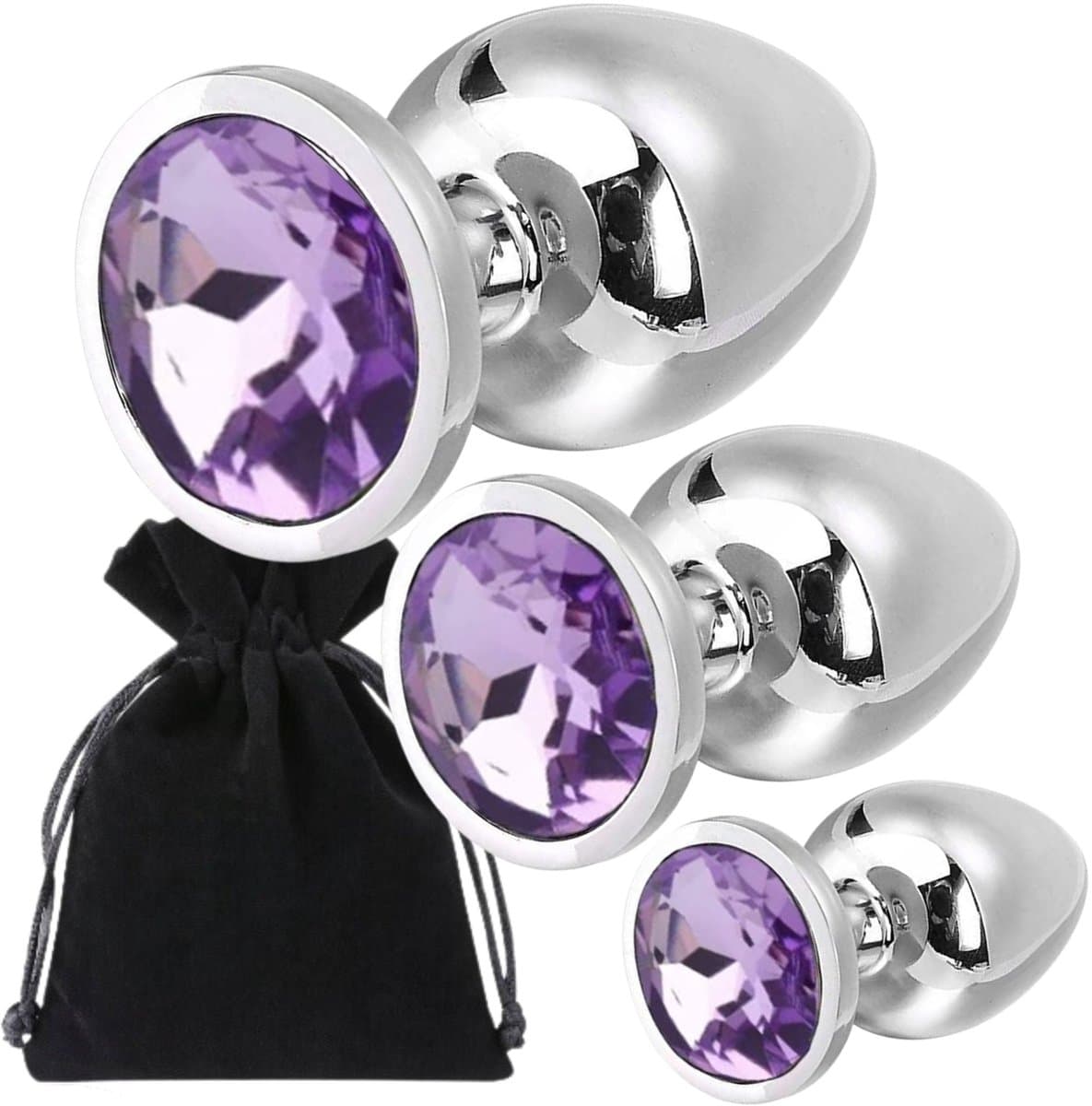 MONA - Anal Plug Set - Staal - Hypoallergeen - Glanzend - S, M, L — afbeelding 1