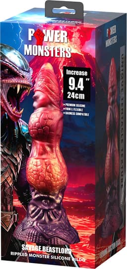 Power Monsters - Savage BeastLord - Monster Dildo - 24 cm - Oranje/Rood/Goud — thumbnail 2