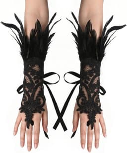 Kanten handschoenen - Vingerloos - Cosplay en theater - Lange mouwen - 36 cm - Zwart — thumbnail 1