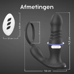 Prostaat Vibrator met Cockring – Stotende Buttplug voor Mannen – 7 Vibratiestanden – Met Afstandsbediening – Waterdicht & Magnetisch Oplaadbaar – Zwart — thumbnail 4