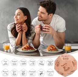 Avonddobbelstenen voor koppels - Date night dobbelstenen - Romantische avonden - Keuzes voor eten - 3 cm - Houtkleur — thumbnail 4