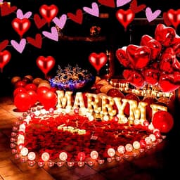 Decoratie Set - Romantische Set - Romantische Avonden - Hartvormige Ballonnen - 2000 Rozenblaadjes - Rood — thumbnail 3