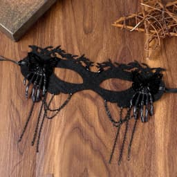 Zwart masker met vlinder- en schedelelementen voor dames - Venetiaans maskerade feest Halloween carnaval bal gala — thumbnail 3