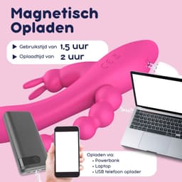IVY LUX Oley - 3 in 1 Vibrator - Klassieke Tarzan Vibrator – G-spot, Clitoris & Anaal Stimulator – 7 Vibratiestanden – Waterdicht – USB Oplaadbaar – Rabbit Vibrator met Anaalkralen – Stil & Siliconen — thumbnail 5