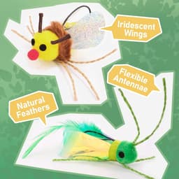 Reserveveren voor kattenhengel, 4 stuks, insectenspeelgoed met veren voor katten, schattige kattenhengel, reserveveren, interactief kattenspeelgoed voor kittens — thumbnail 3