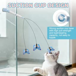 Kattenspeelgoed, kattenspeelgoed, kattenhengel met zuignappen, 360 graden draaibaar, kattenspeelgoed, zelfbezigheid, natuurlijk interactief kattenspeelgoed voor katten (blauw en — thumbnail 5