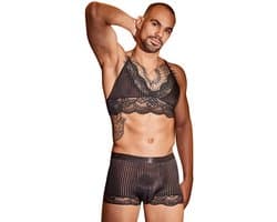 Pittige Vader Sexy Lace Herenshirt en Boxershort Set - Zwart - Nieuwe stijl - Herenshirt en Boxershort - Lingerie voor Mannen - Onderbroek - Ondergoed - Sexy Herenlingerie - Zeer elastisch - Erotisch en sexy - Sexy - Boxershort - Zacht en comfortabel